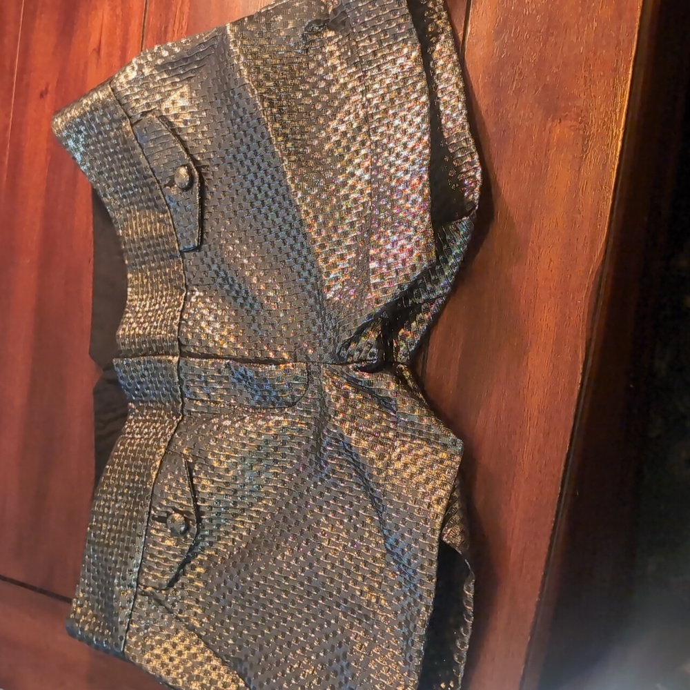 Express Metallic Silver And Black  Dress Shorts